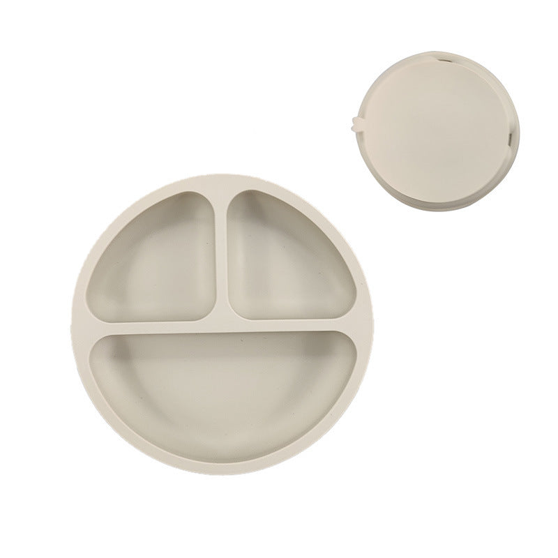 Assiette en silicone pour enfants – Ensemble de vaisselle pour la diversification alimentaire de bébé – Grand modèle compartimenté avec ventouse et motif de visage souriant
