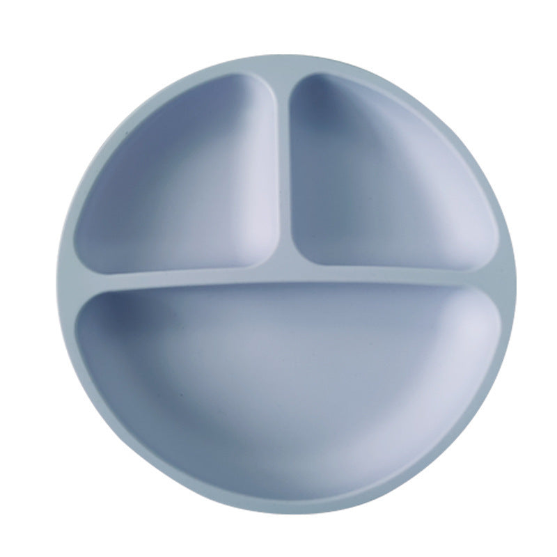 Assiette en silicone pour enfants – Ensemble de vaisselle pour la diversification alimentaire de bébé – Grand modèle compartimenté avec ventouse et motif de visage souriant