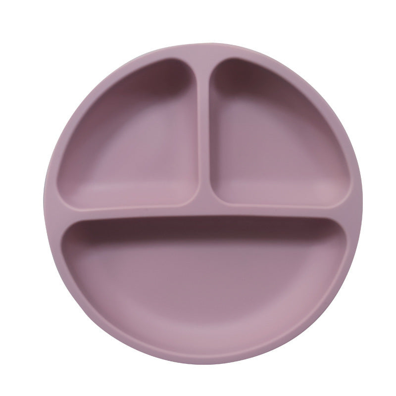 Assiette en silicone pour enfants – Ensemble de vaisselle pour la diversification alimentaire de bébé – Grand modèle compartimenté avec ventouse et motif de visage souriant