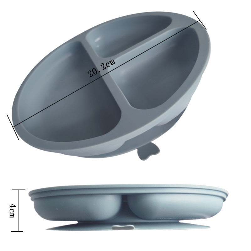 Assiette en silicone pour enfants – Ensemble de vaisselle pour la diversification alimentaire de bébé – Grand modèle compartimenté avec ventouse et motif de visage souriant
