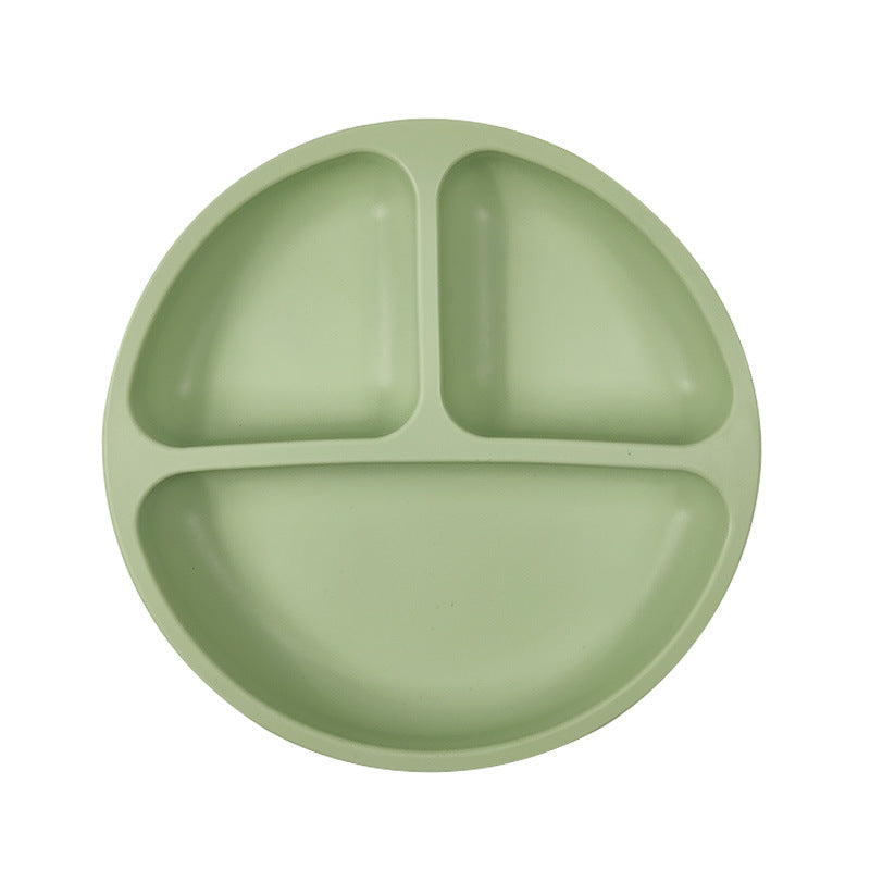 Assiette en silicone pour enfants – Ensemble de vaisselle pour la diversification alimentaire de bébé – Grand modèle compartimenté avec ventouse et motif de visage souriant